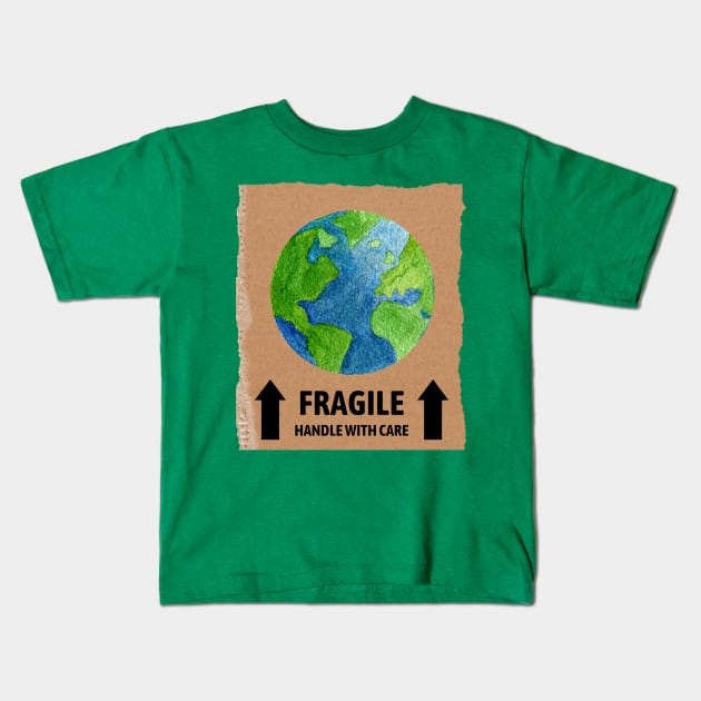 Fragile, Handle with Care Kids T-Shirt by Dream Station